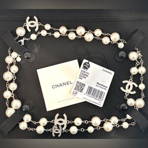 Chanel Silver and Pearl Necklace